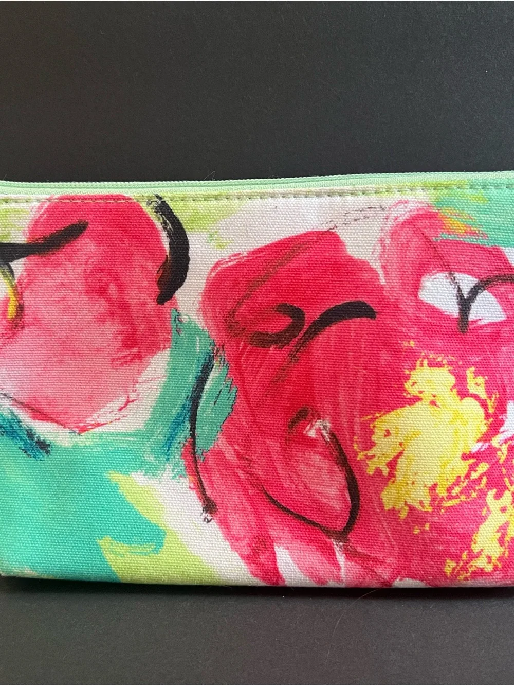 Clinique Drawbertson Floral Cosmetic Pouch in Pink, Green, Black